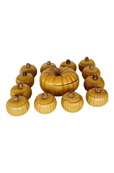Home Tableware & Barware | Early 21st Century William Sonoma Pumpkin Harvest Soup Tureen & Individual Soup Bowls & Lids Set- 13 Pieces - NI16040