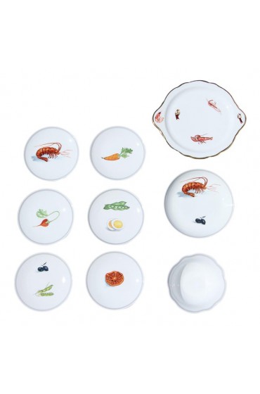 Home Tableware & Barware | Mid-Century Vintage Vista Alegre Porcelain Seafood Tapas Set- 9 Pieces - NU54402
