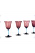 Home Tableware & Barware | Set of 12 Steuben Handblown Amethyst Optic Rib Goblets with Celeste Blue Stem - NA37546