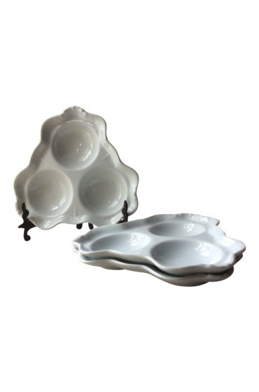 Home Tableware & Barware | Vintage Bistro Style Porcelain Oyster Plates - Set of 3 - GI00350