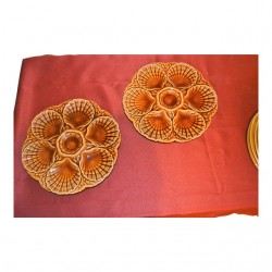 Home Tableware & Barware | Vintage French Sarreguemines Majolica Scalloped Edge Oyster Plates (Set of 2) - KQ33219