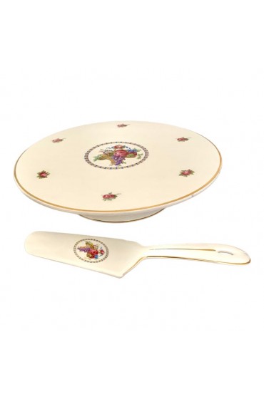 Home Tableware & Barware | Vintage German Roesler Gilt Cake Platter and Porcelain Server Set - IO16071
