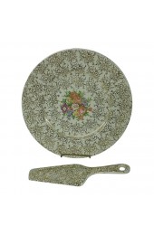 Home Tableware & Barware | Vintage Warranted 22 Kt Gold Porcelain Cake Dessert Plate & Server Set- 2 Pieces - UG02511