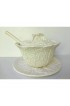Home Tableware & Barware | White Majolica Cabbage Leaf Soup Tureen, Underplate & Ladle - Made in Portugal - NJ45584
