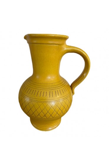 Home Tableware & Barware | 1920s Vintage Wilhelm Kagel Ceramics Etched Yellow Pottery Pitcher - FH13739