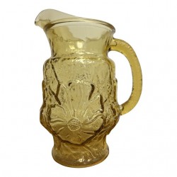 Home Tableware & Barware | 1960s Libbey Yellow Pressed Glass Flower Pitcher - TF75004