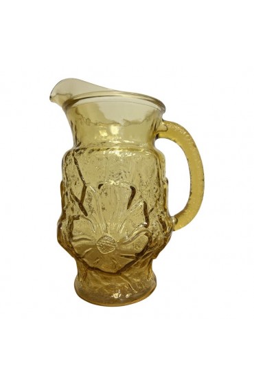 Home Tableware & Barware | 1960s Libbey Yellow Pressed Glass Flower Pitcher - TF75004