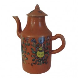 Home Tableware & Barware | 19th Century Chinese Porcelain Wine Ewer in Famille Rose Palette on Orange Ground - GS94849