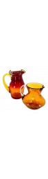 Home Tableware & Barware | Blenko Amberina Crackle Art Glass Pitchers - a Pair - Mid Century Modern - VN88780