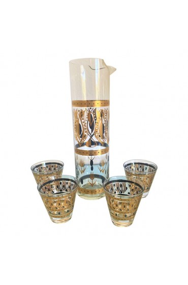Home Tableware & Barware | Mid-Century Modern Fred Press Cocktail Set With 1 Pitcher and 4 Shot Glasses - 5 Pieces Total - EX65632