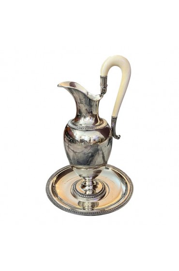 Home Tableware & Barware | Nineteenth Century Continental Silver Wine Ewer and Under Plate - AZ09594