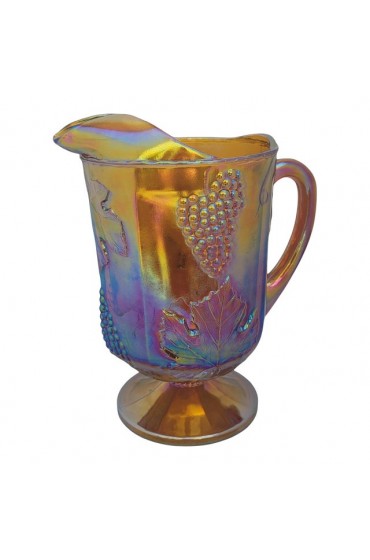Home Tableware & Barware | Vintage Colony Carnival Glass Amber Marigold Harvest Grape Pitcher - QP43646