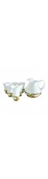 Home Tableware & Barware | Vintage Farber Bros. White Glass Gold Detail Pitcher & Glasses - Set of 7 - HI77851