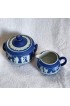 Home Tableware & Barware | 1900s Wedgwood Cobalt Jasperware Sugar Box & Creamer - Set of 2 - IU03050