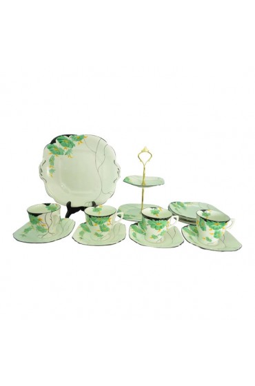 Home Tableware & Barware | 1930s Art Deco Tea Set of Four- 14 Pieces - QV04998