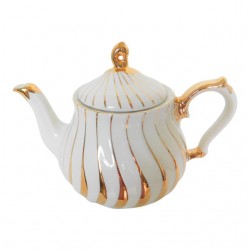 Home Tableware & Barware | 1950s James Sadler England Classic White & Gold Porcelain Tea Pot - SZ60601