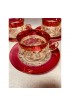 Home Tableware & Barware | 1950s Kings Crown by Tiffin-Fransiscan Cranberry Coffee Cups & Saucers Set- 10 Pieces - TB40275
