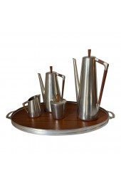 Home Tableware & Barware | 1960s Royal Holland Kmd Tiel Daalderop Pewter and Teak Coffee/Tea Set - 8 Pieces - KO28960
