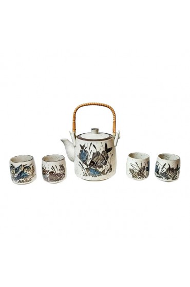 Home Tableware & Barware | 1970s Enesco Wildlife Refuge Stoneware Tea Set- 5 Pieces - VO28339