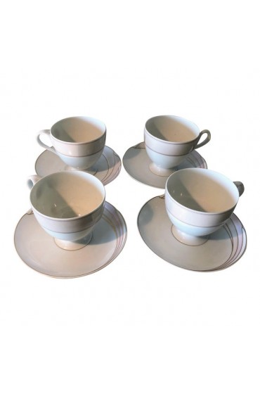 Home Tableware & Barware | 1980s Hutschenreuther of Germany En Vogue for Maxim's of France Tea Cups & Saucers- 8 Pieces - IE92853