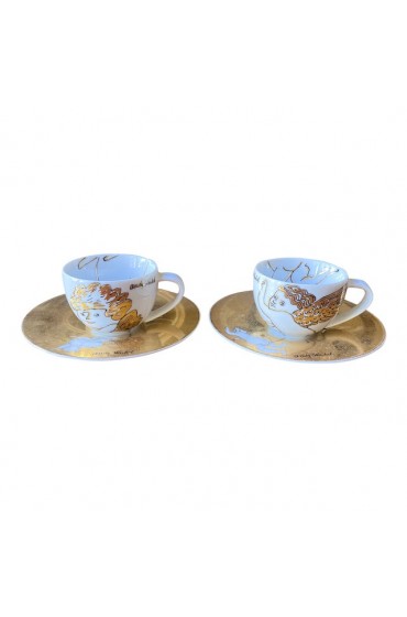 Home Tableware & Barware | 1980s Rosenthal-Studio Line Andy Warhol Porcelain Espresso Cups and Saucers Set- 4 Pieces - FC15894