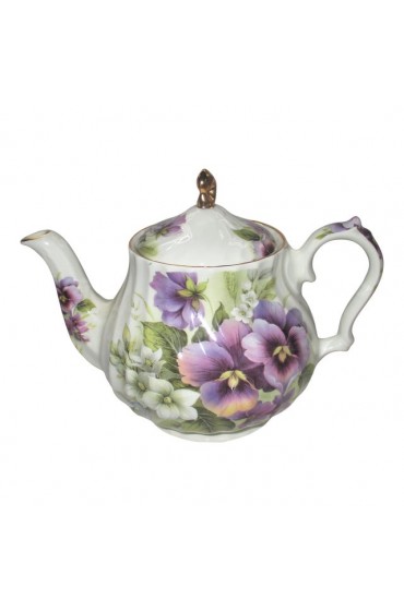 Home Tableware & Barware | 1990s James Sandler England With Purple Violets Porcelain Tea Pot - BB16464