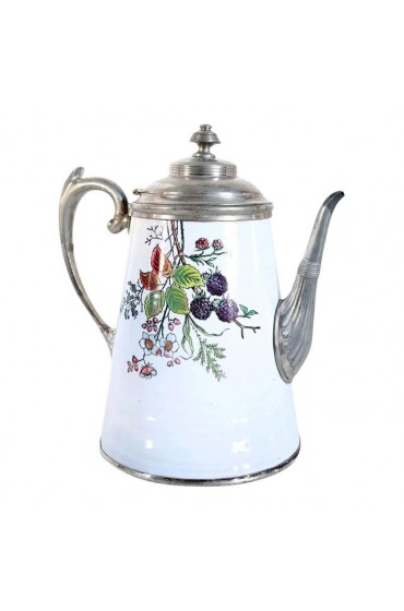 Home Tableware & Barware | Antique American Aesthetic Movement Manning & Bowman Enamel And Pewter Graniteware Coffee Pot - ZM79840