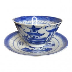 Home Tableware & Barware | Antique Chinese Export Canton Cup & Saucer Set- 2 Pieces - YV71257