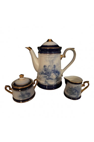 Home Tableware & Barware | Antique Derby Flow Blue Coffee Set- 3 Pieces - AF07736