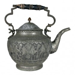 Home Tableware & Barware | Antique Middle Eastern Tea Pot, Hammered Metalware, 9