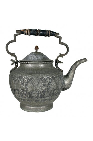 Home Tableware & Barware | Antique Middle Eastern Tea Pot, Hammered Metalware, 9 Tall - OR12357