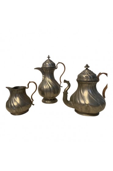 Home Tableware & Barware | Antique Pewter Service Set With Rattan Wrapped Handles- 3 Pieces - TN30683