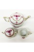 Home Tableware & Barware | Chinese Bouquet Raspberry Porcelain Tea Pot & Milk and Sugar Pots from Herend Hungary, Set of 3 - GN48414