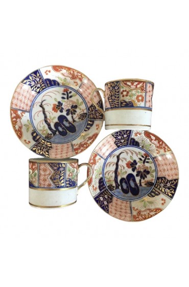 Home Tableware & Barware | Early 19th Century Coalport Porcelain Imari Rock & Tree Tea Cups & Saucers - 4 Pieces - MO39150