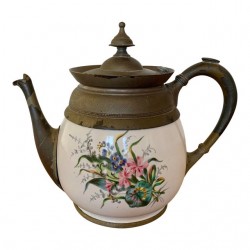 Home Tableware & Barware | Early 20th Century Pewter & Enamel French Tea Pot - VE98919