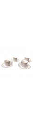 Home Tableware & Barware | Josefina Loucky Czechoslovakian White, Pink, Turquoise and Gold Cups and Saucers - a Set of 8 - AR02108