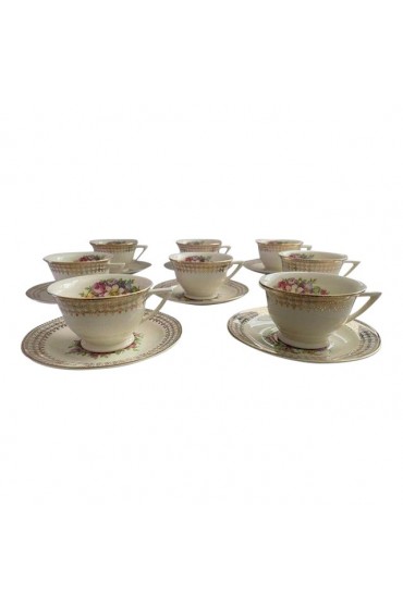 Home Tableware & Barware | Mid 20th Century 22 Karat Gold Tea/Coffee Cup & Saucer- 8 Sets - EC04075