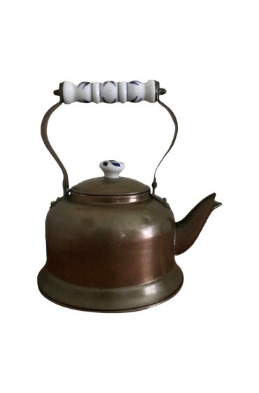 Home Tableware & Barware | Mid 20th Century Copper & Ceramic Tea Pot Kettle - YB99330