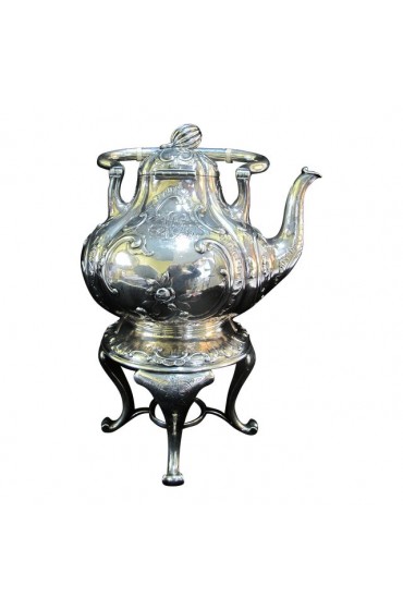 Home Tableware & Barware | Trosdahl Antique Sterling Silver Floral Relief Acorn Finial Tea Kettle & Warmer - GN58145