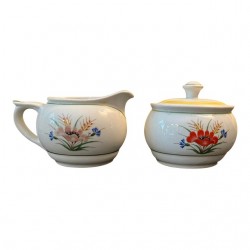Home Tableware & Barware | Vintage Arabia Finland Red and Blue Floral Pattern Small Creamer and Sugar Set- 2 Pieces - KE91260