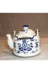 Home Tableware & Barware | Vintage Delft Porcelain Tea Pot / Kettle Blue Onion Danube Pattern Wire Handle - WJ05931