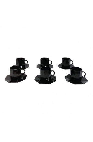 Home Tableware & Barware | Vintage Demitasse/Espresso Black Cups & Saucers Set- 12 Pieces - RD58568