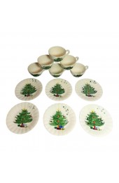 Home Tableware & Barware | Vintage Hand-Painted Christmas Cups & Saucers Set- 12 Pieces - YO95088
