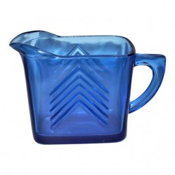 Home Tableware & Barware | Vintage Hazel Atlas Chevron Cobalt Blue Glass Creamer - MQ11937