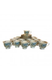 Home Tableware & Barware | Vintage Hitkari China Blue and White Tea Cups & Saucers - Set of 14 - ZH05883