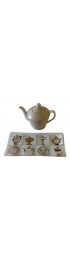 Home Tableware & Barware | Vintage Mid-Century Glass Tray & Gold Trim Porcelain Teapot - HV95508