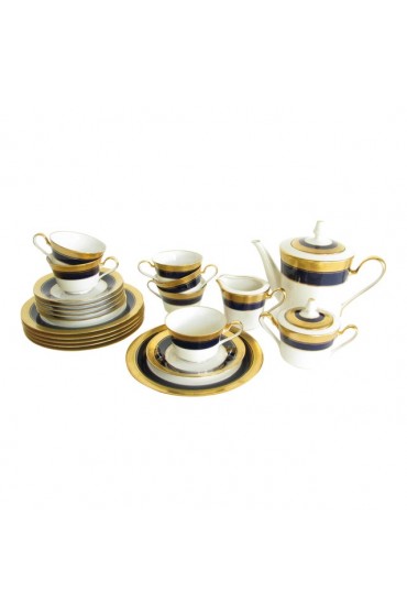 Home Tableware & Barware | Vintage Noritake Cobalt and Gold Encrusted Band Tea Set - 21 Pieces - FU50776