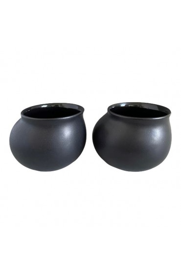Home Tableware & Barware | Vintage Peter Saenger Matte Black Studio Pottery Porcelain Cups- Set of 2 - LS88399
