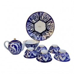 Home Tableware & Barware | Vintage Russian Uzbek Tea Service With Serving Plate, Teapot Bowl and Cups - Set of 8 - TH96924
