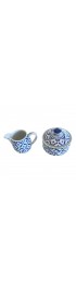 Home Tableware & Barware | Vintage Thai Blue & White Pineapple Creamer & Sugar Bowl With Lid- 2 Pieces - JU87003
